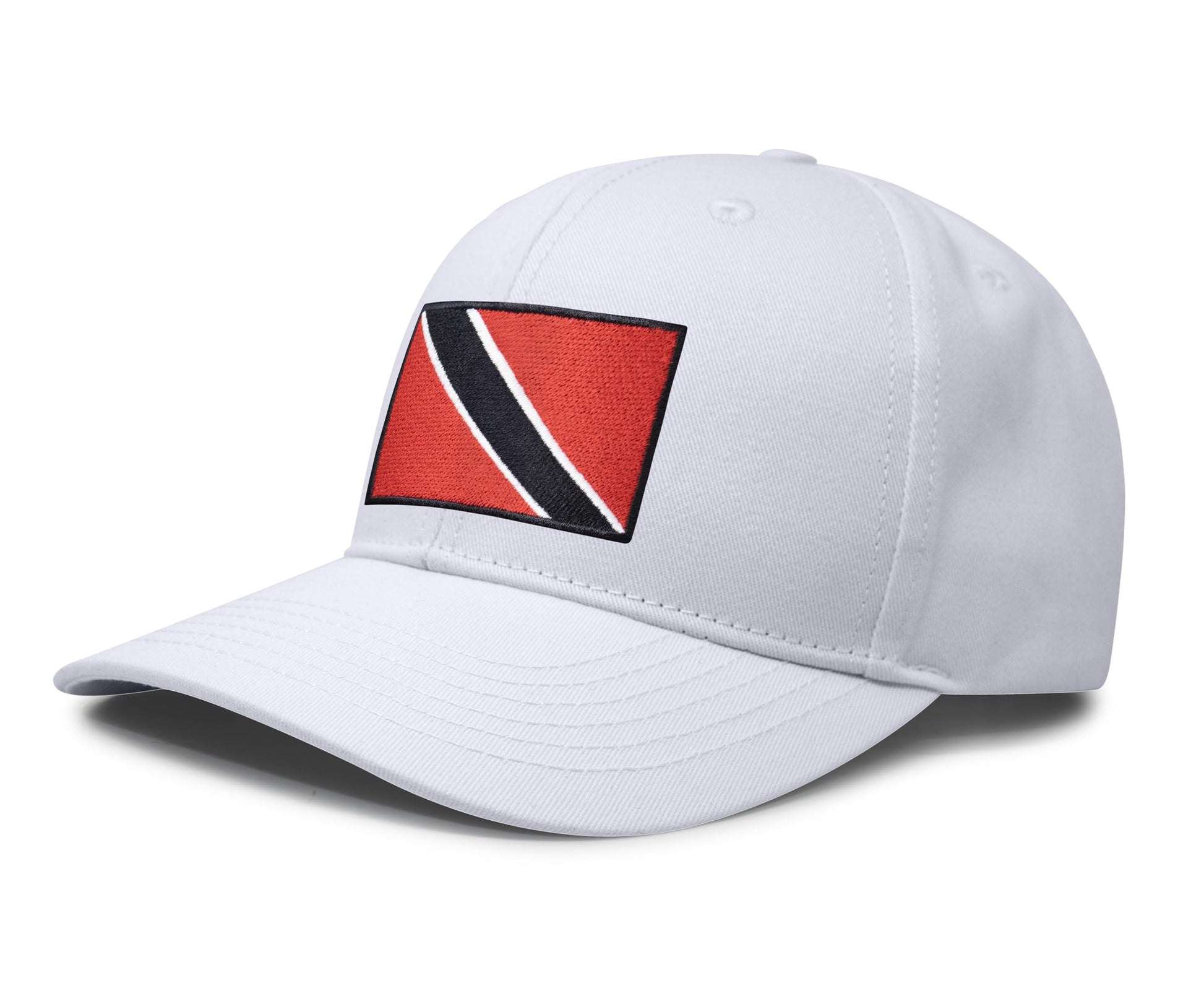 International Tie Country Hat for Men and Women, Adjustable Snapback Trucker Baseball Cap with Embroidered Patch (Trinidad and Tobago, All White) - International Tie