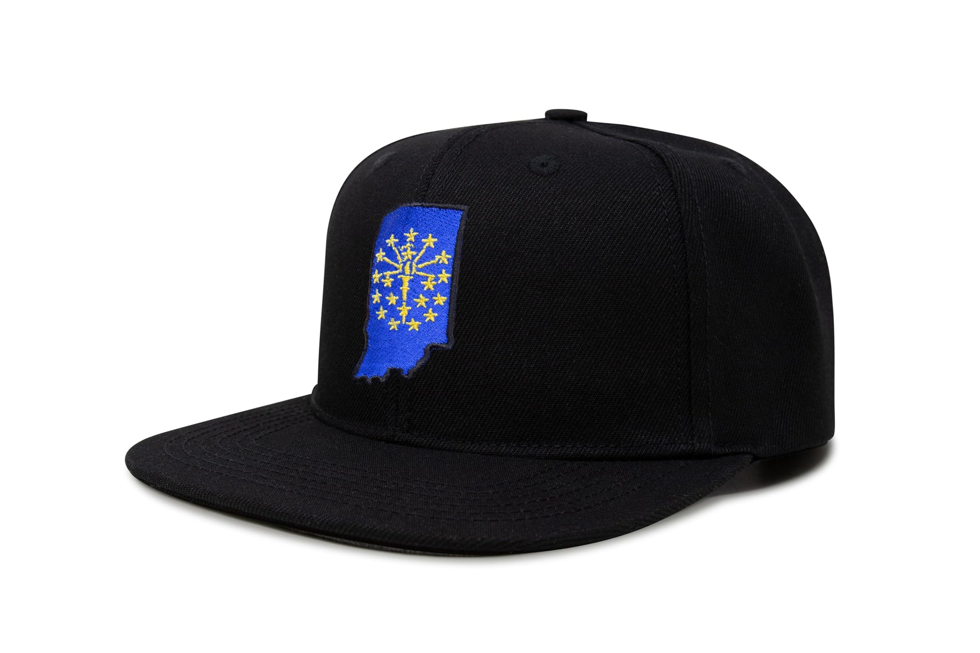 International Tie Stateline Flag Hat for Men and Women - Snapback Trucker Baseball Cap (Indiana, Black Flatbill) - International Tie