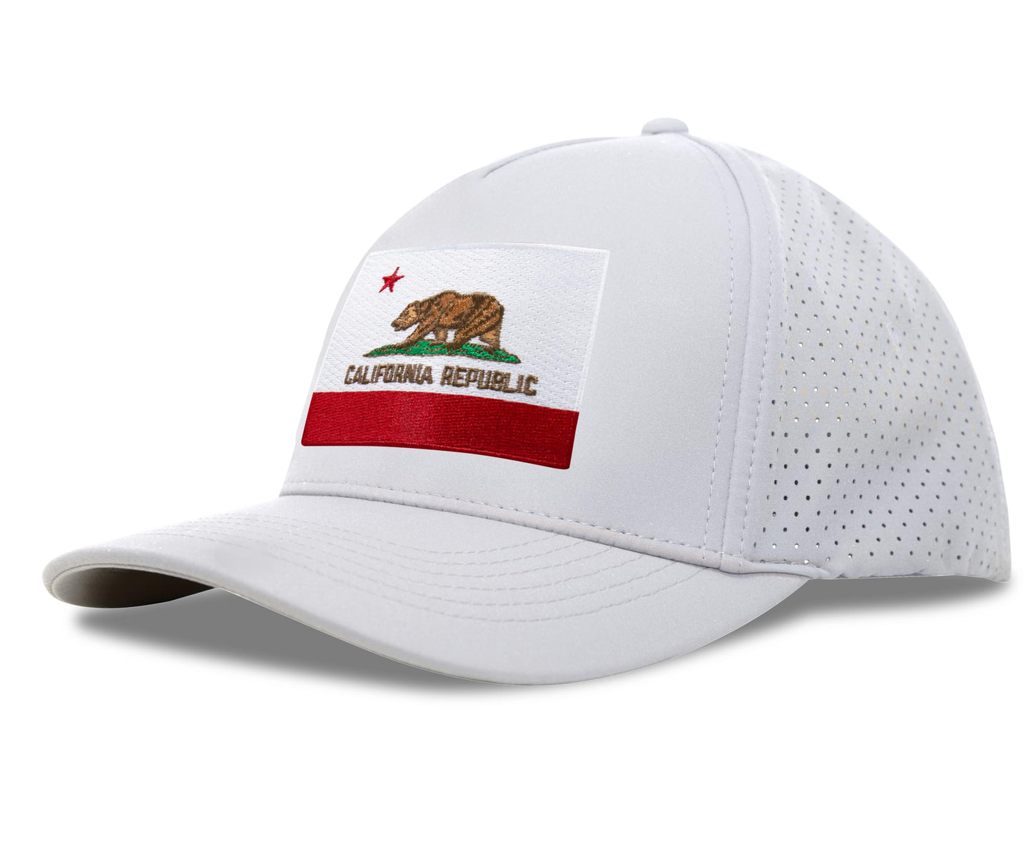 Performance Golf Hat – Adjustable Snapback Trucker Baseball Cap for Men & Women - Jetset Series (California, Arctic White)