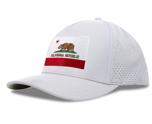 Performance Golf Hat – Adjustable Snapback Trucker Baseball Cap for Men & Women - Jetset Series (California, Arctic White)