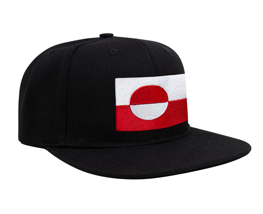 International Tie Country Hat for Men and Women, Adjustable Snapback Trucker Baseball Cap with Embroidered Patch (Greenland, Black Flatbill) - International Tie