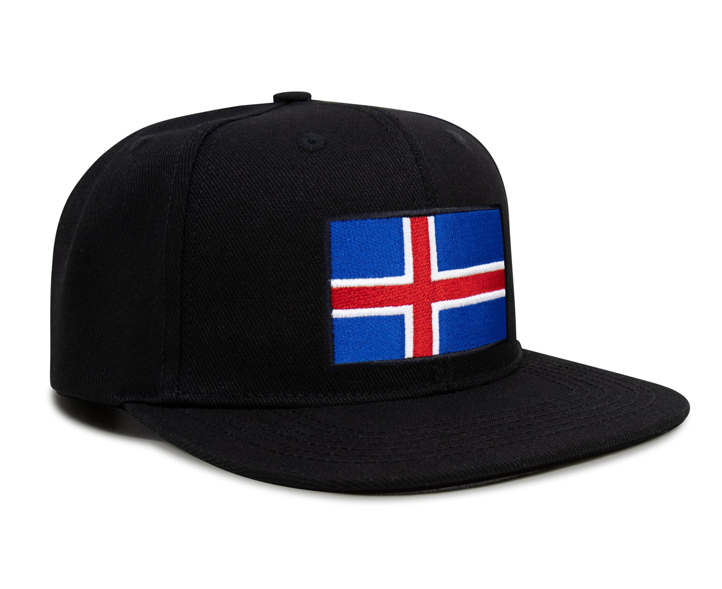 International Tie Iceland Flag Hat for Men and Women - Adjustable Snapback Trucker Baseball Cap (Black Flatbill)