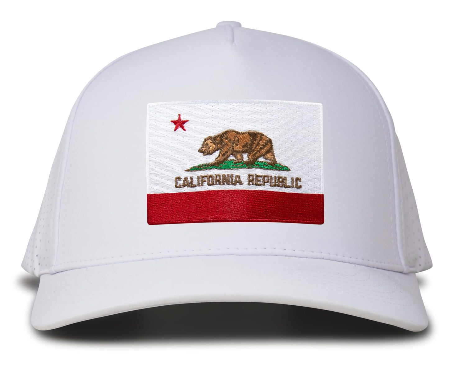 Performance Golf Hat – Adjustable Snapback Trucker Baseball Cap for Men & Women - Jetset Series (California, Arctic White)