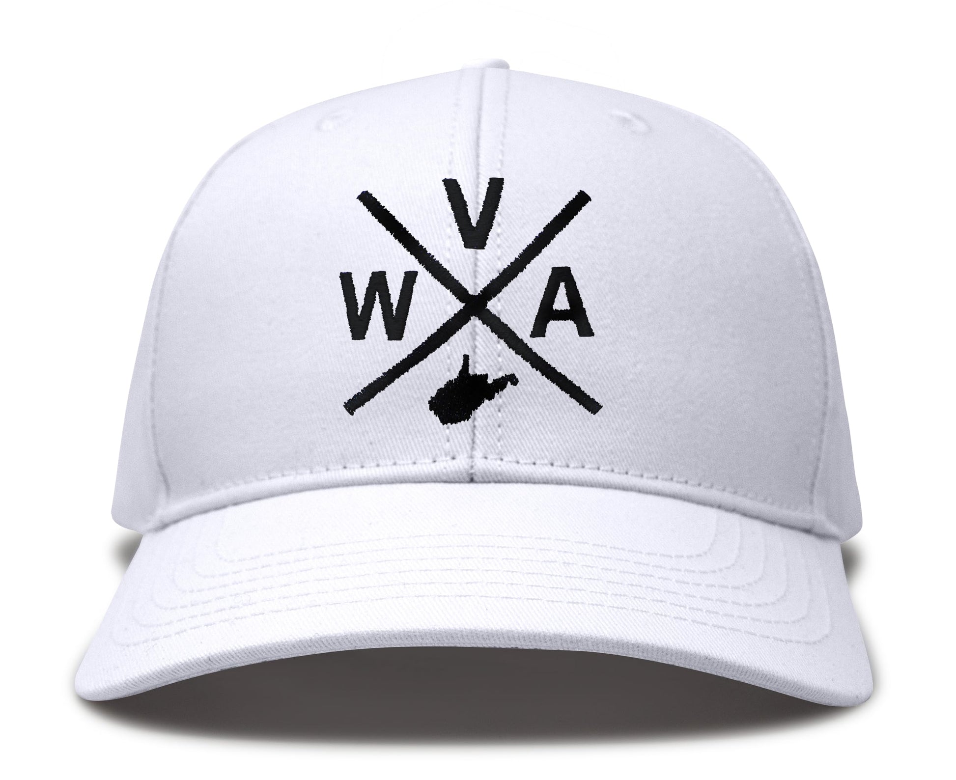International Tie State City Hat for Men and Women, Snapback Trucker Baseball Cap with Embroidered Cross Logo (West Virginia - WVA, All White) - International Tie