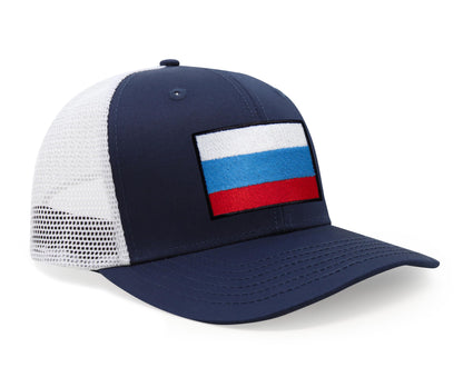 International Tie Russian Flag Hat for Men and Women - Adjustable Snapback Trucker Baseball Cap (All Navy)