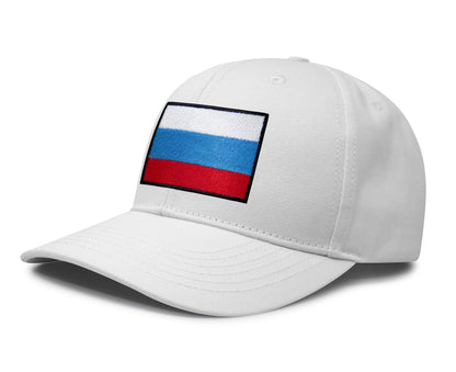 International Tie Russian Flag Hat for Men and Women - Adjustable Snapback Trucker Baseball Cap (All White)