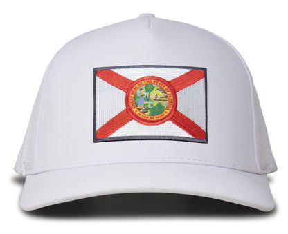 Performance Golf Hat – Adjustable Snapback Trucker Baseball Cap for Men & Women - Jetset Series (Florida, Arctic White)