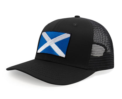 International Tie Scotland Hat for Men and Women - Snapback Trucker Baseball Cap (All Black)