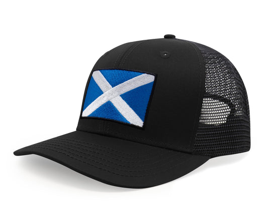 International Tie Scotland Hat for Men and Women - Snapback Trucker Baseball Cap (All Black)