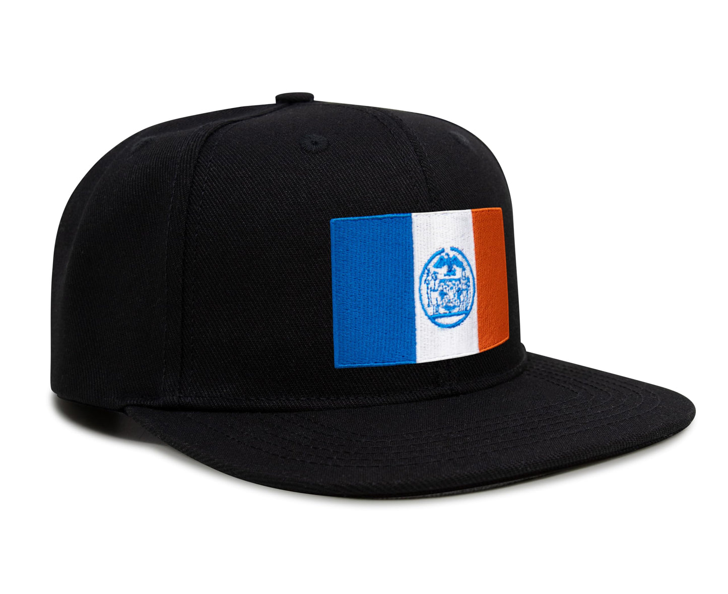 International Tie New York City Flag Hat for Men and Women - Adjustable Snapback Trucker Baseball Cap (Black Flatbill)