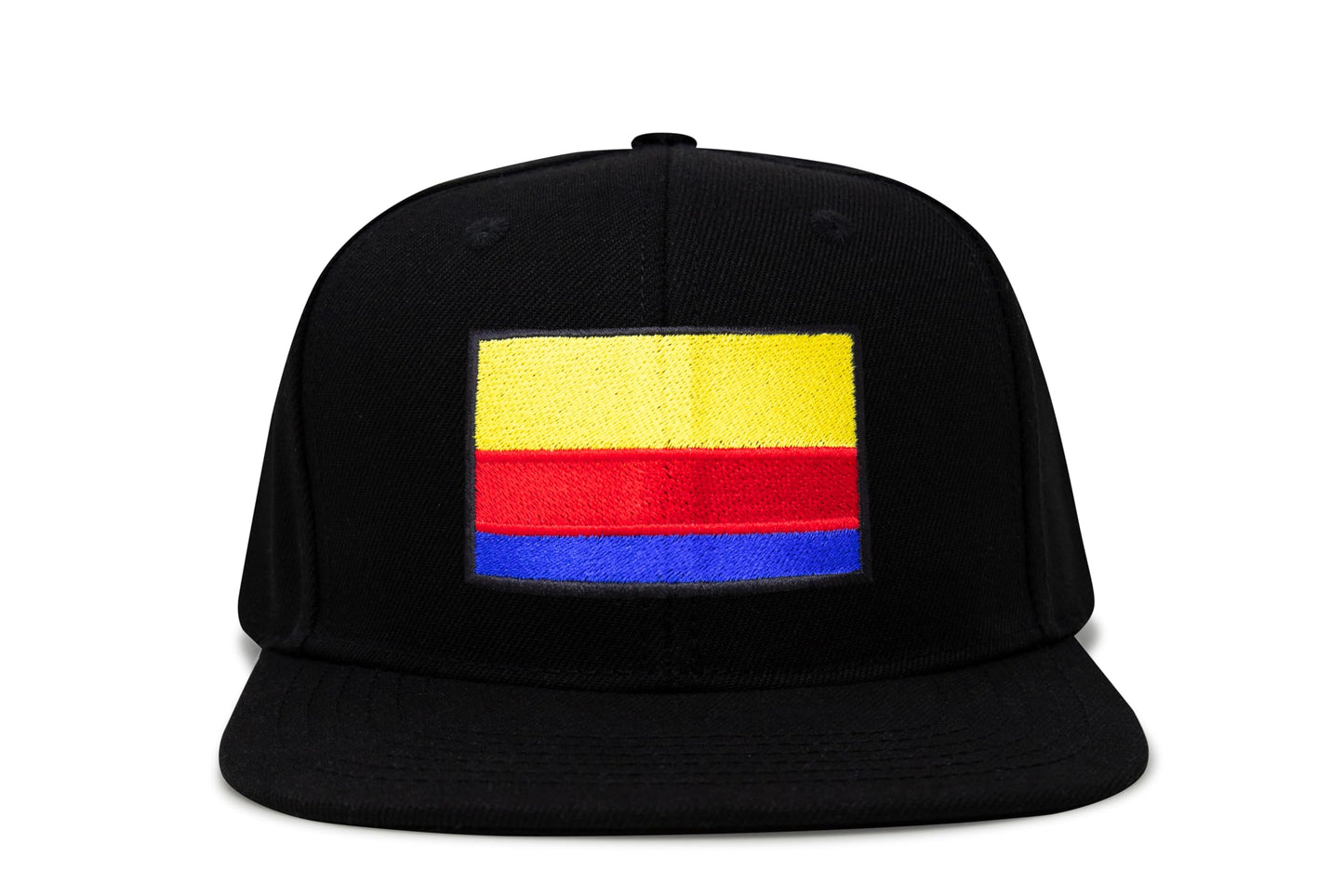 International Tie Country Hat for Men and Women, Adjustable Snapback Trucker Baseball Cap with Embroidered Patch (Colombia, Black Flatbill)