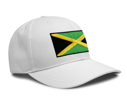 International Tie Jamaican Flag Hat for Men and Women - Jamaica Snapback Trucker Baseball Cap (All White)