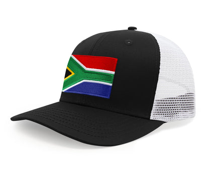International Tie South Africa Hat for Men and Women - Snapback Trucker Baseball Cap (Black/White)