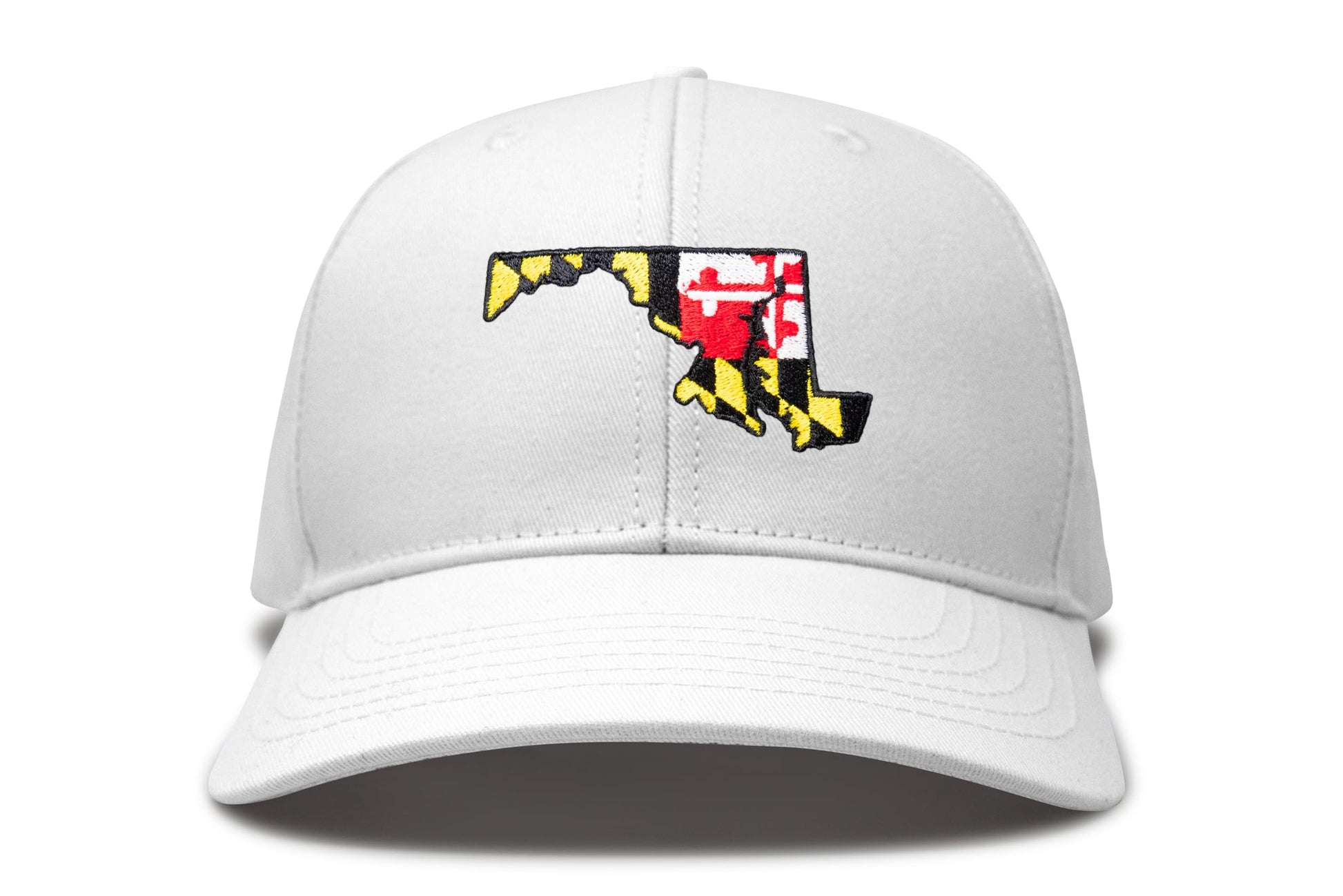 International Tie Stateline Flag Hat for Men and Women - Snapback Trucker Baseball Cap (Maryland, All White) - International Tie