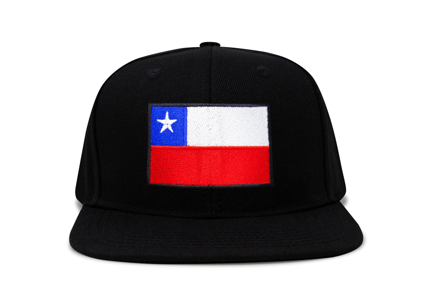 International Tie Country Hat for Men and Women, Adjustable Snapback Trucker Baseball Cap with Embroidered Patch (Chile, Black Flatbill)