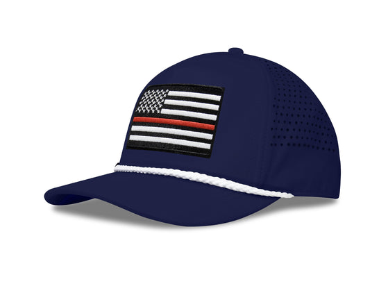 Performance Golf Hat – Adjustable Snapback Trucker Baseball Cap for Men & Women - Jetset Series Series (Thin Red Line, Pacific Blue)