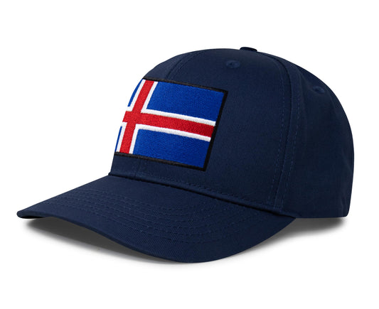 International Tie Iceland Flag Hat for Men and Women - Adjustable Snapback Trucker Baseball Cap (All Navy)