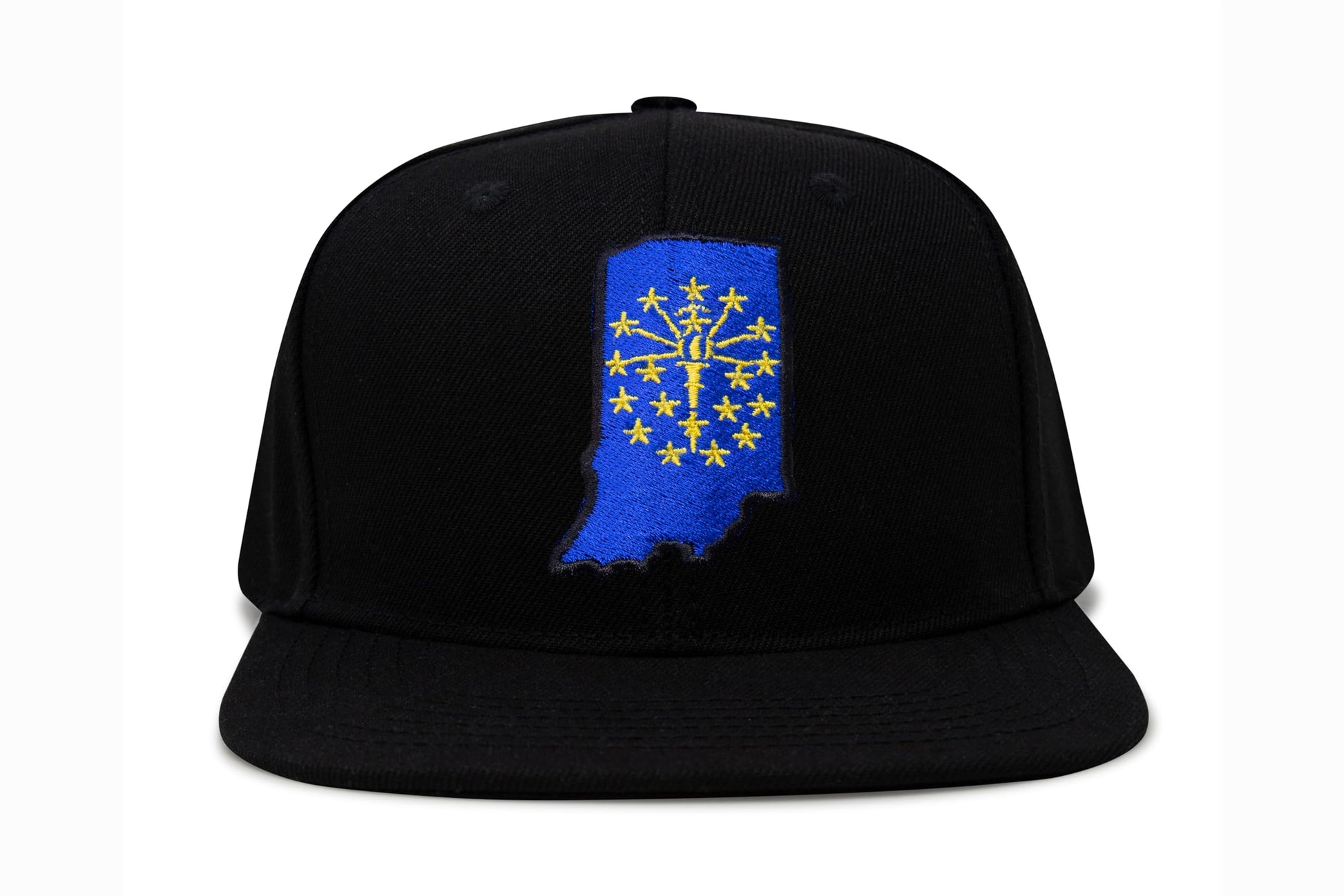 International Tie Stateline Flag Hat for Men and Women - Snapback Trucker Baseball Cap (Indiana, Black Flatbill) - International Tie