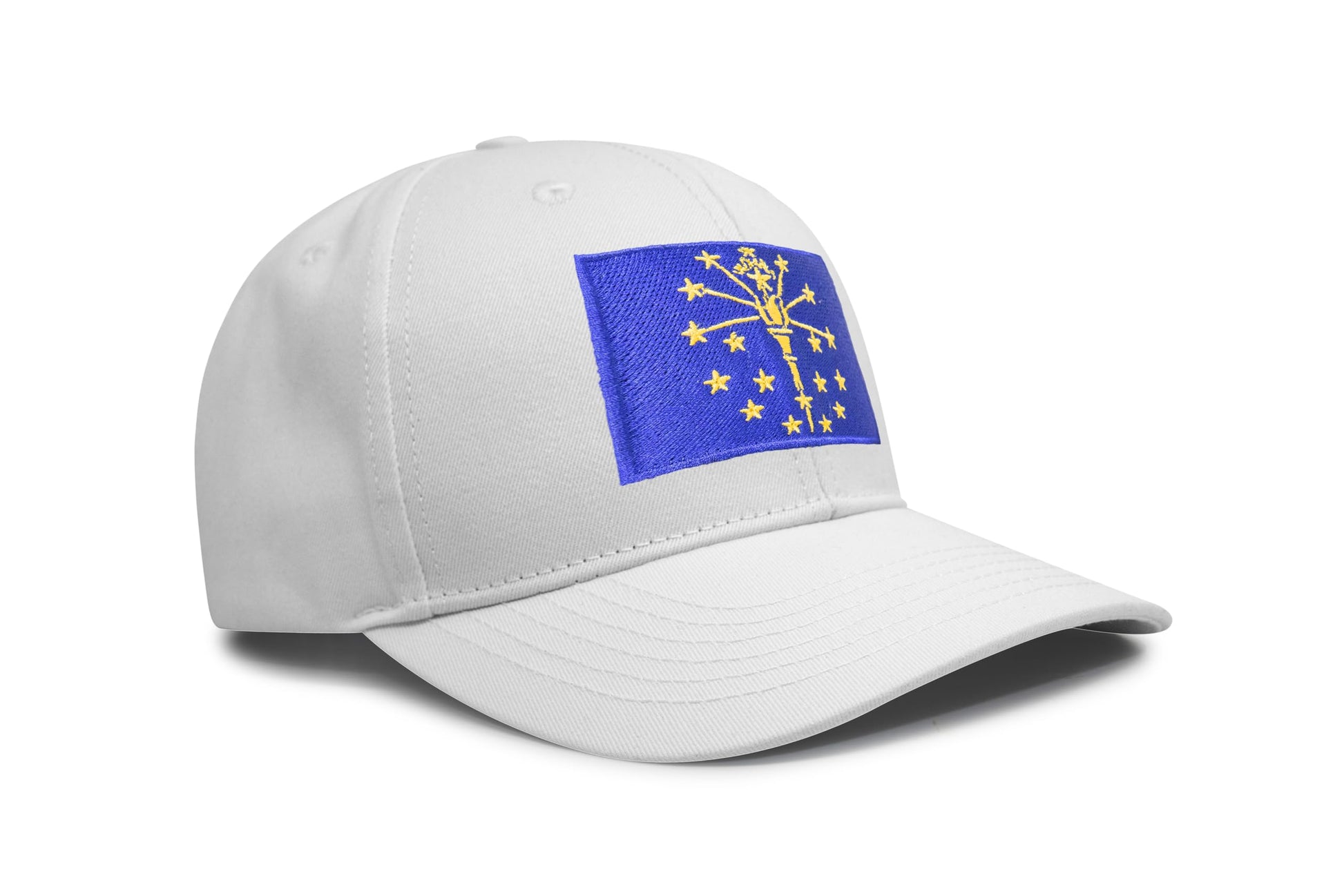 International Tie State Hat for Men and Women, Adjustable Snapback Trucker Baseball Cap with Embroidered Patch (Indiana, All White) - International Tie