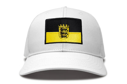 International Tie State Hat for Men and Women, Adjustable Snapback Trucker Baseball Cap with Embroidered Patch (Baden-Wurttemberg, All White)