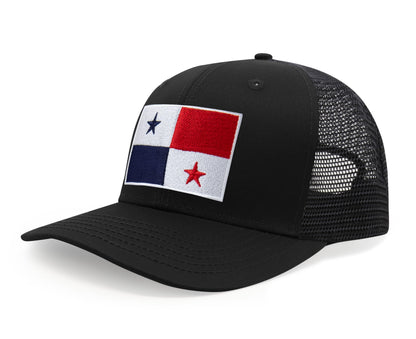International Tie Panama Flag Hat for Men and Women - Adjustable Snapback Trucker Baseball Cap (All Black)