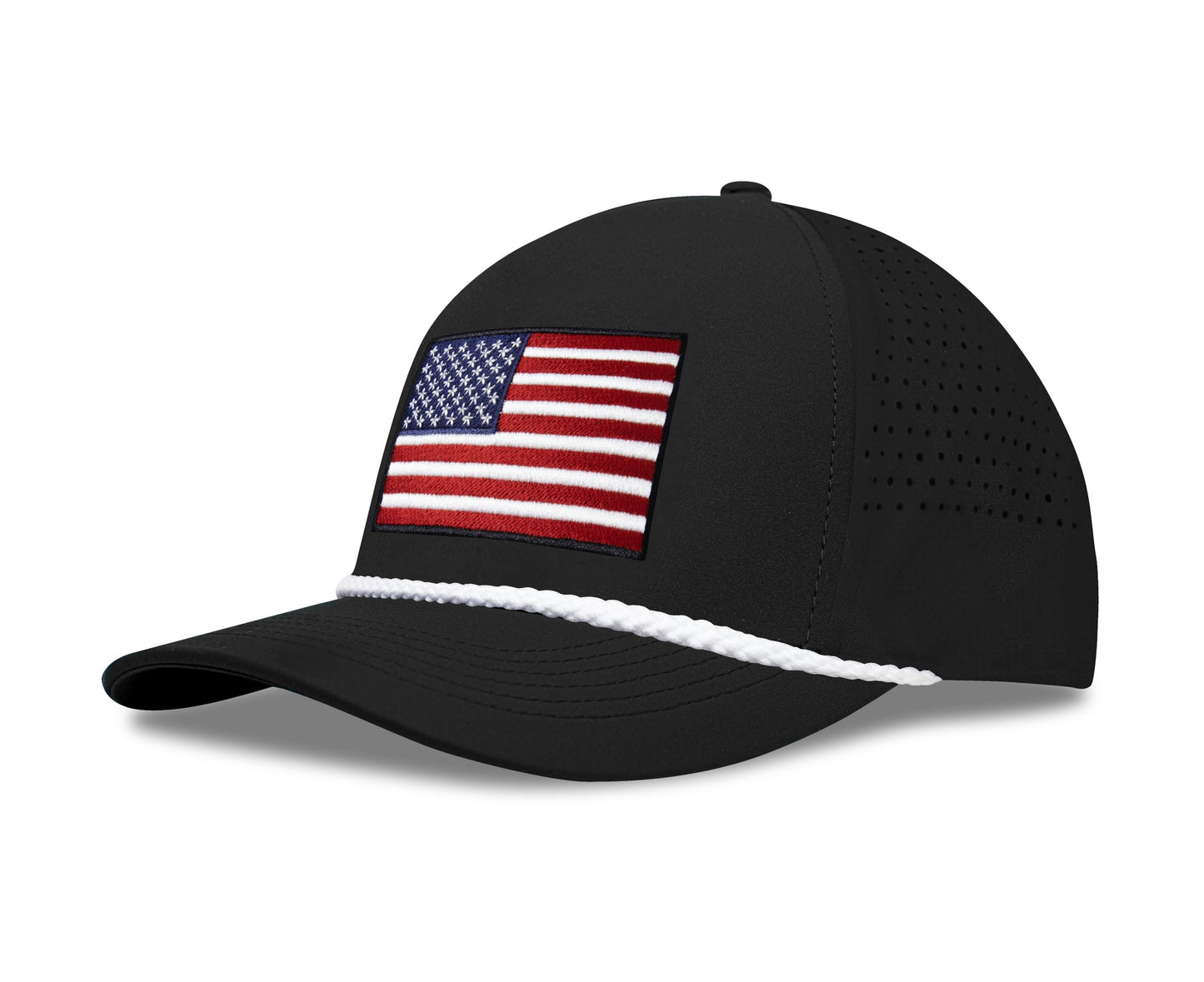 Performance Golf Hat – Adjustable Snapback Trucker Baseball Cap for Men & Women - Jetset Series (USA, Midnight Black)