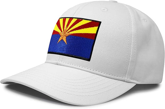 International Tie State Hat for Men and Women, Adjustable Snapback Trucker Baseball Cap with Embroidered Patch (Arizona, All White) - International Tie