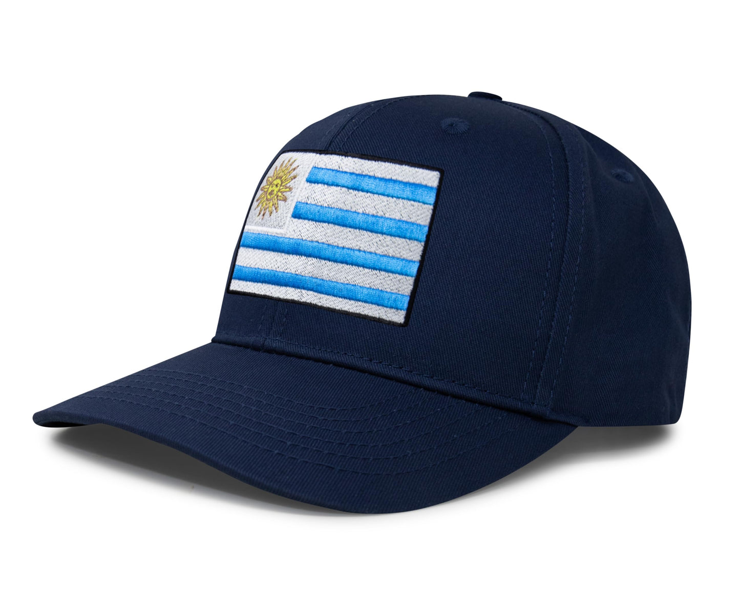 International Tie Country Hat for Men and Women, Adjustable Snapback Trucker Baseball Cap with Embroidered Patch (Uruguay, All Navy)