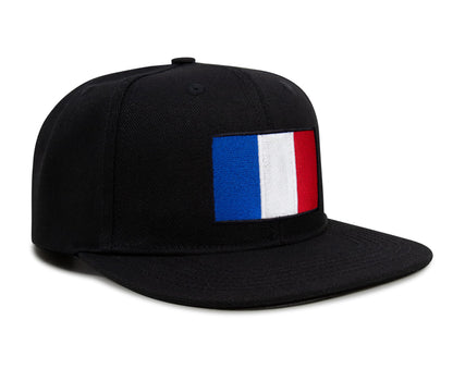 International Tie French Flag Hat for Men and Women - France Snapback Trucker Baseball Cap (Black Flatbill)