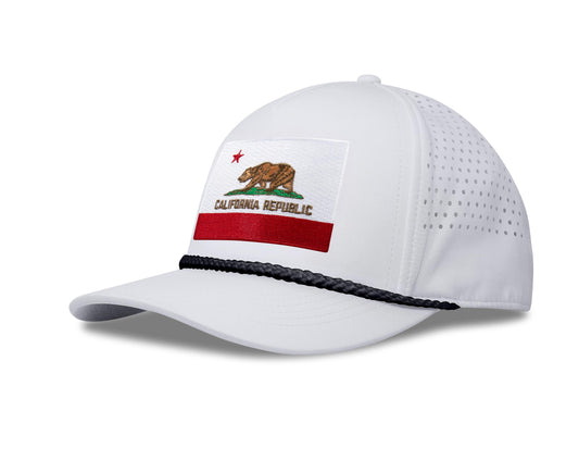 Performance Golf Hat – Adjustable Snapback Trucker Baseball Cap for Men & Women - Jetset Series (California, Arctic White)