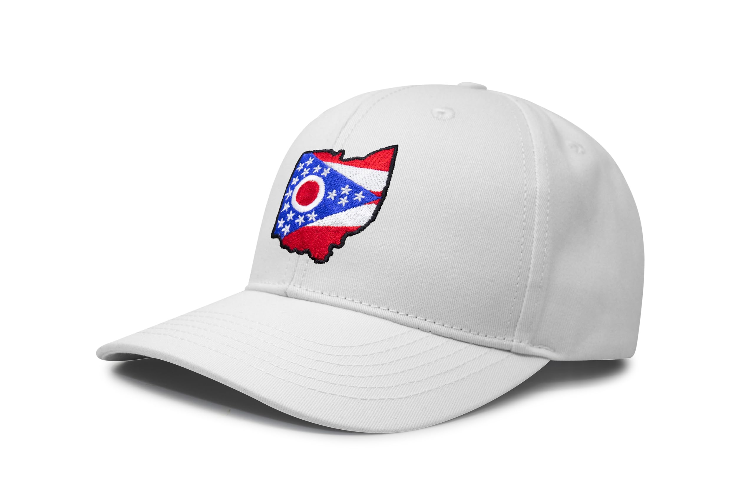 International Tie Stateline Flag Hat for Men and Women - Snapback Trucker Baseball Cap (Ohio, All White)