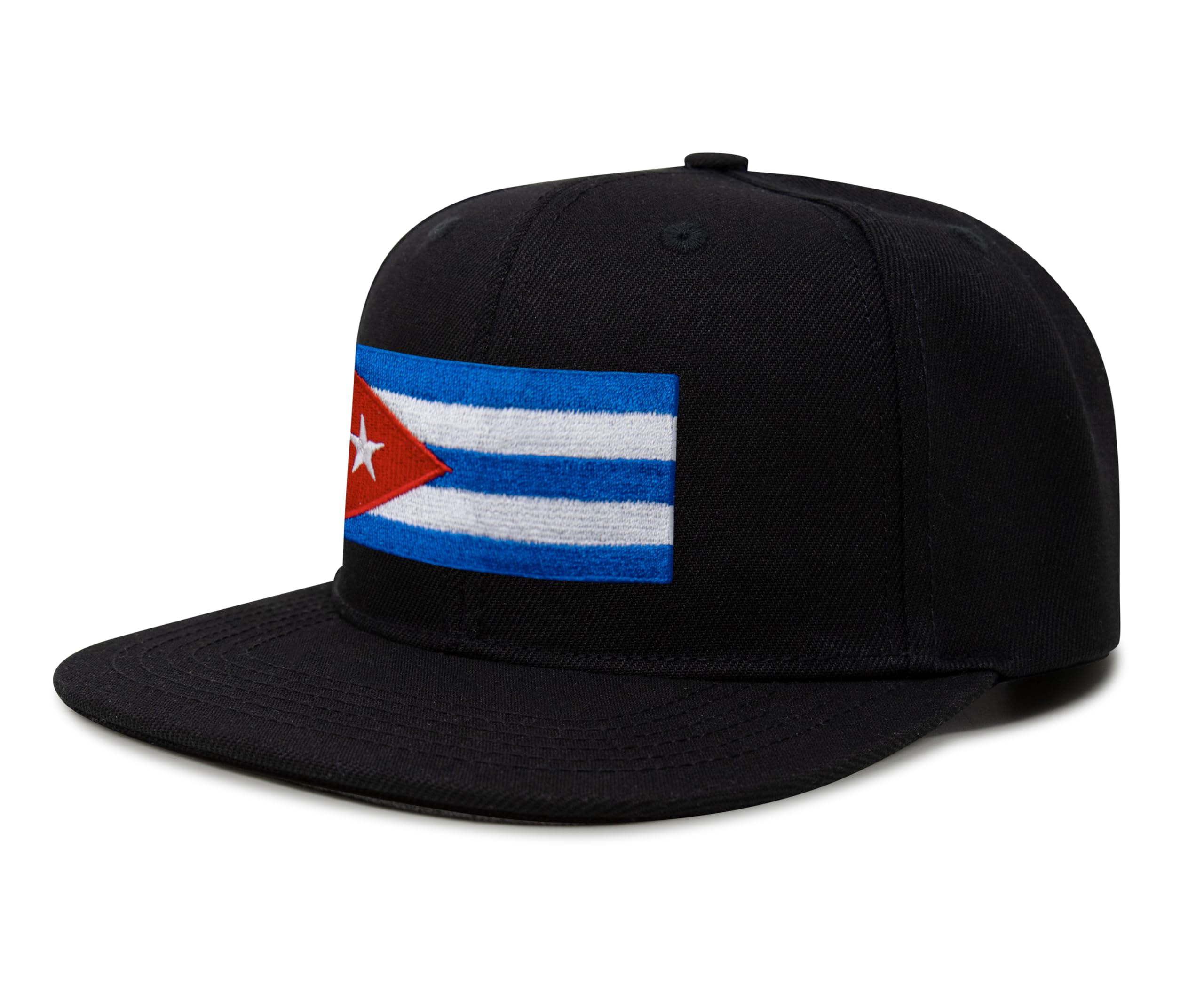 International Tie Country Hat for Men and Women, Adjustable Snapback Trucker Baseball Cap with Embroidered Patch (Cuba, Black Flatbill)