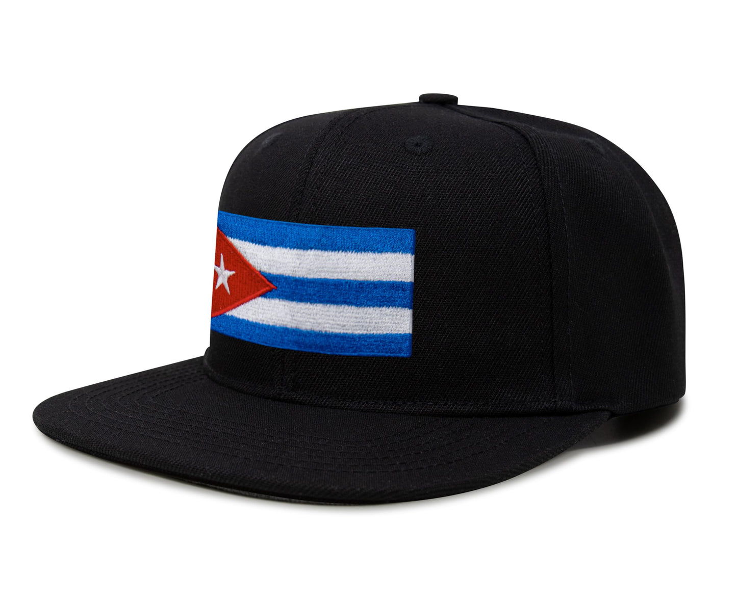 International Tie Country Hat for Men and Women, Adjustable Snapback Trucker Baseball Cap with Embroidered Patch (Cuba, Black Flatbill) - International Tie