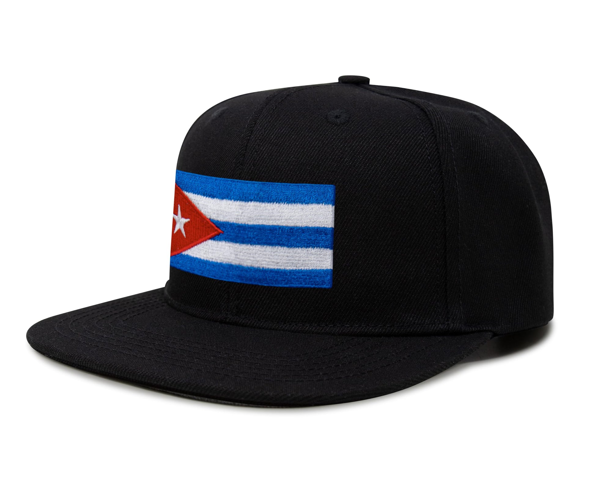 International Tie Country Hat for Men and Women, Adjustable Snapback Trucker Baseball Cap with Embroidered Patch (Cuba, Black Flatbill) - International Tie