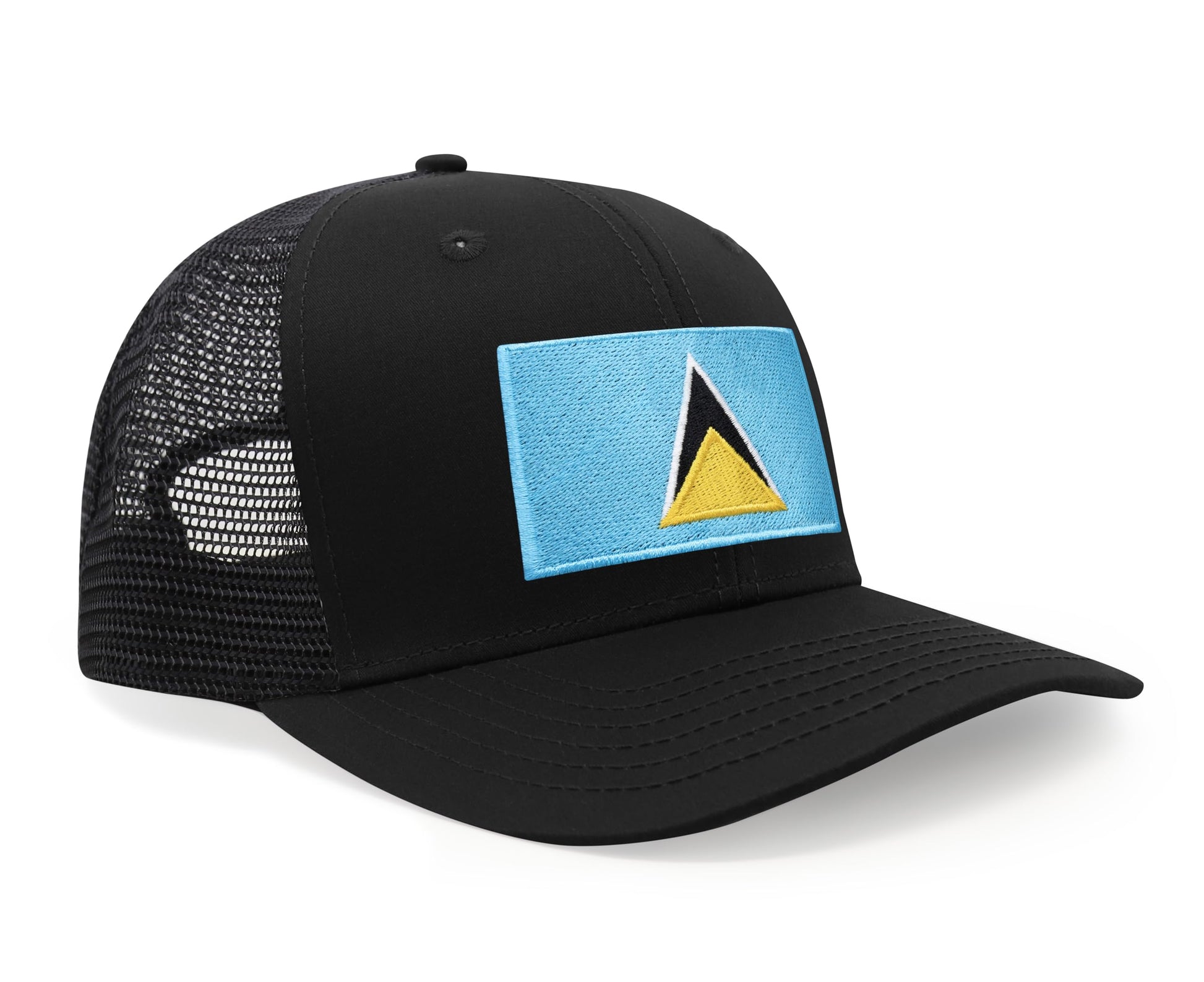 International Tie Country Hat for Men and Women, Adjustable Snapback Trucker Baseball Cap with Embroidered Patch (Saint Luca, All Black) - International Tie