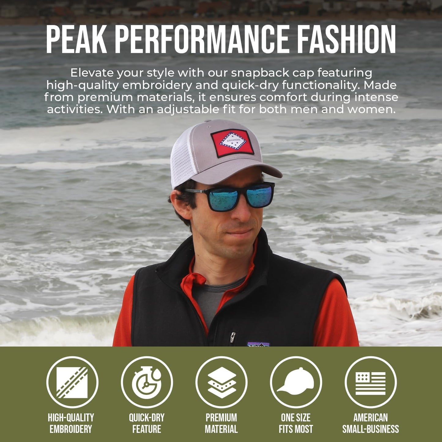 Iowa Flag Hat for Men and Women – Adjustable Snapback Trucker Baseball Cap by International Tie (Grey White)