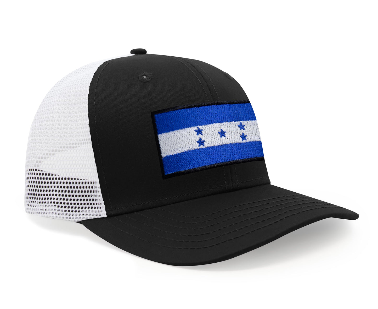 International Tie Honduras Flag Hat for Men and Women - Adjustable Snapback Trucker Baseball Cap (Black White)