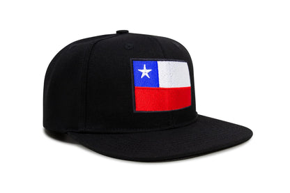 International Tie Country Hat for Men and Women, Adjustable Snapback Trucker Baseball Cap with Embroidered Patch (Chile, Black Flatbill)
