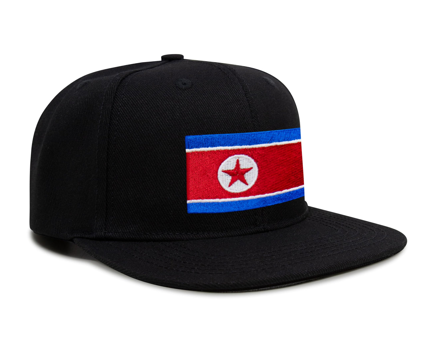 International Tie North Korea Flag Hat for Men and Women - Adjustable Snapback Trucker Baseball Cap (Black Flatbill)