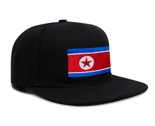 International Tie North Korea Flag Hat for Men and Women - Adjustable Snapback Trucker Baseball Cap (Black Flatbill)