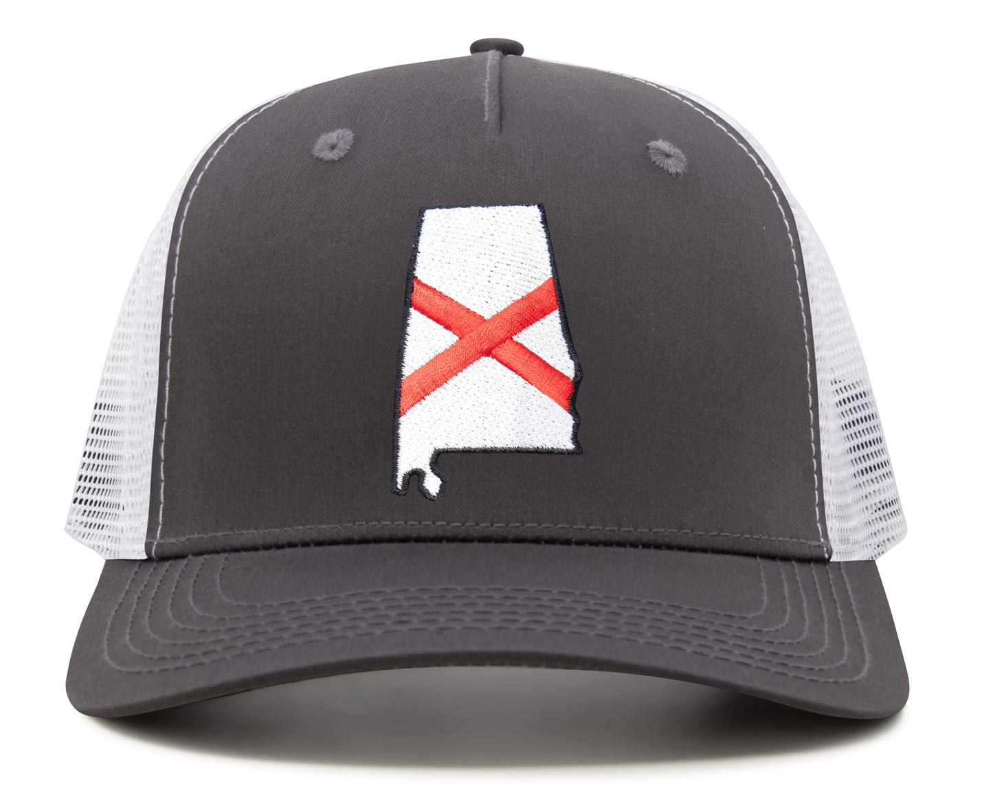 International Tie Stateline Flag Hat for Men and Women - Snapback Trucker Baseball Cap (Alabama, Grey White)