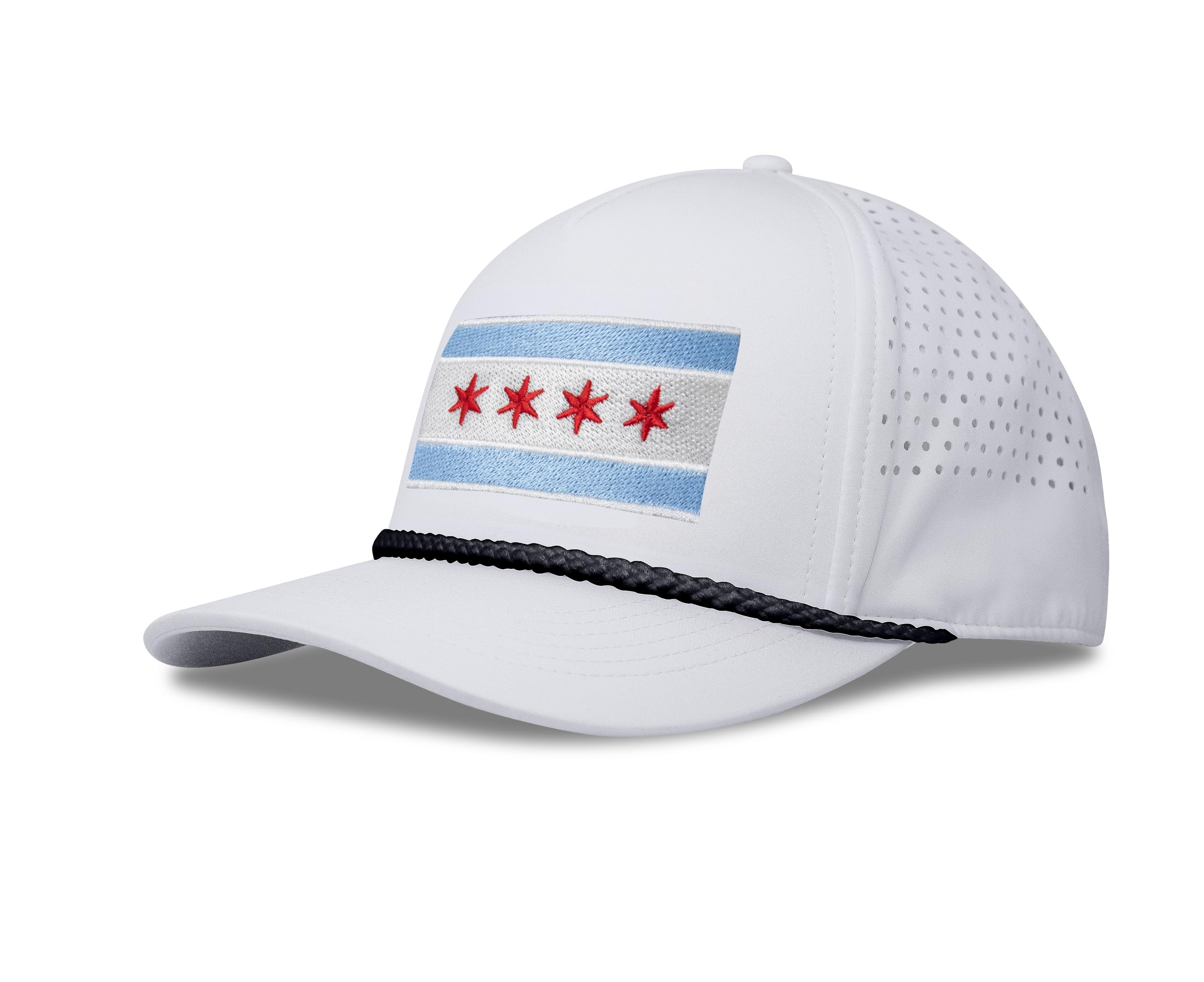 Performance Golf Hat – Adjustable Snapback Trucker Baseball Cap for Men & Women - Jetset Series (Chicago, Arctic White)