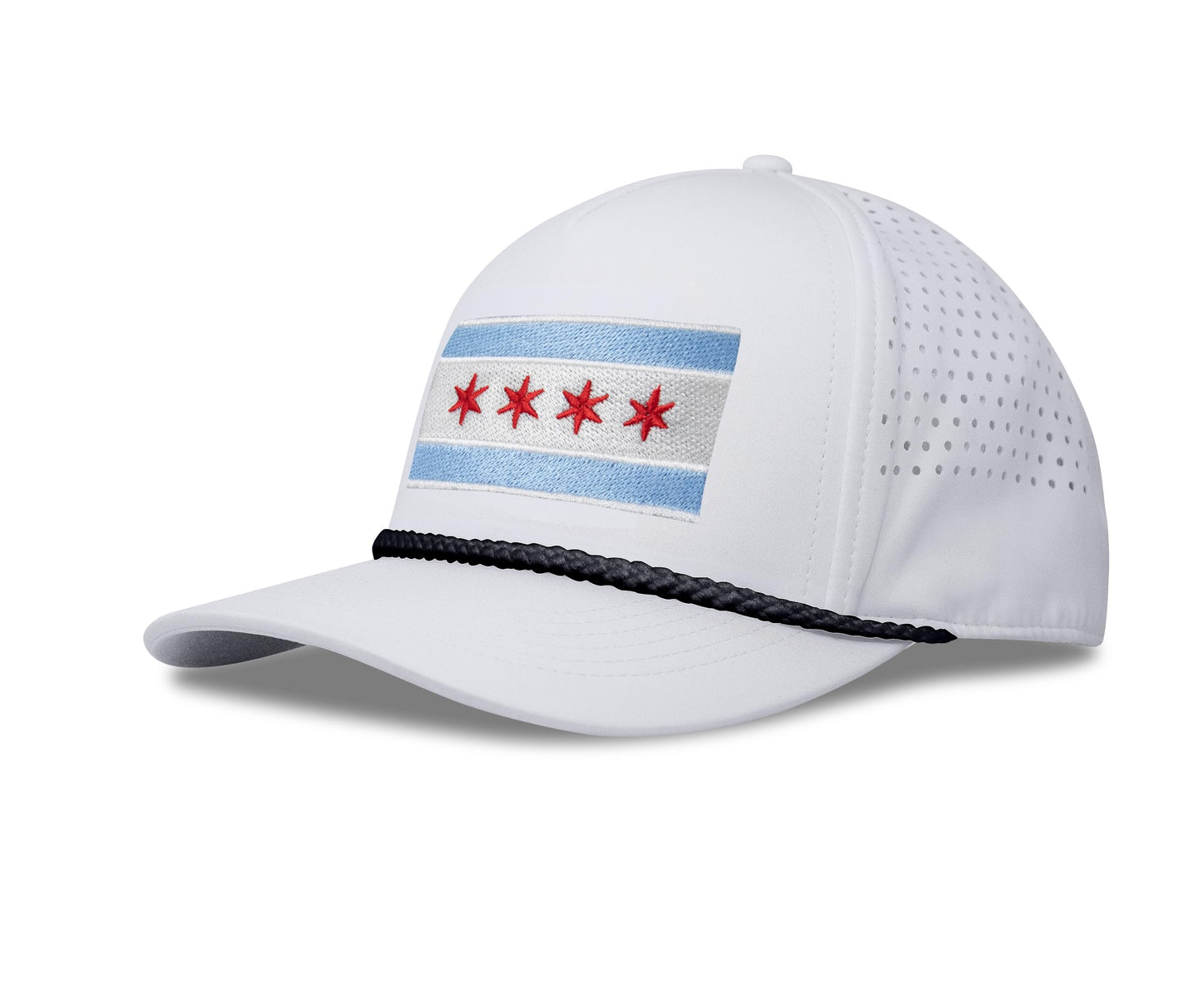 White Chicago Flag Rope Hat Left View