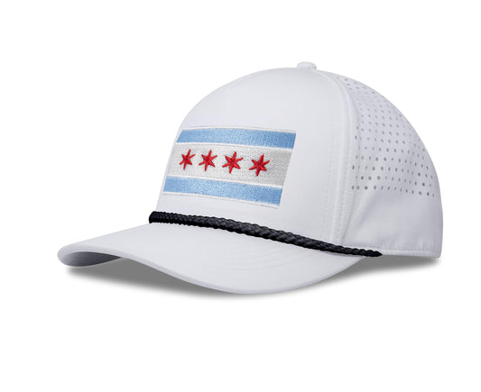 Performance Golf Hat – Adjustable Snapback Trucker Baseball Cap for Men & Women - Jetset Series (Chicago, Arctic White)