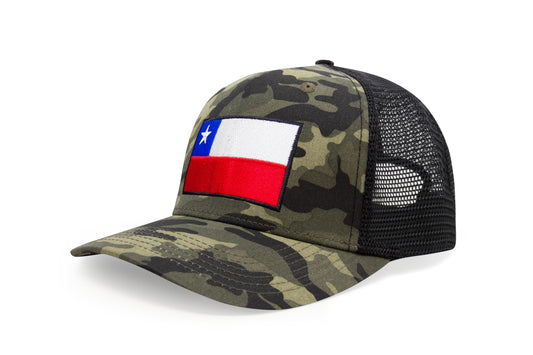 International Tie Country Hat for Men and Women, Adjustable Snapback Trucker Baseball Cap with Embroidered Patch (Chile, Camouflage)