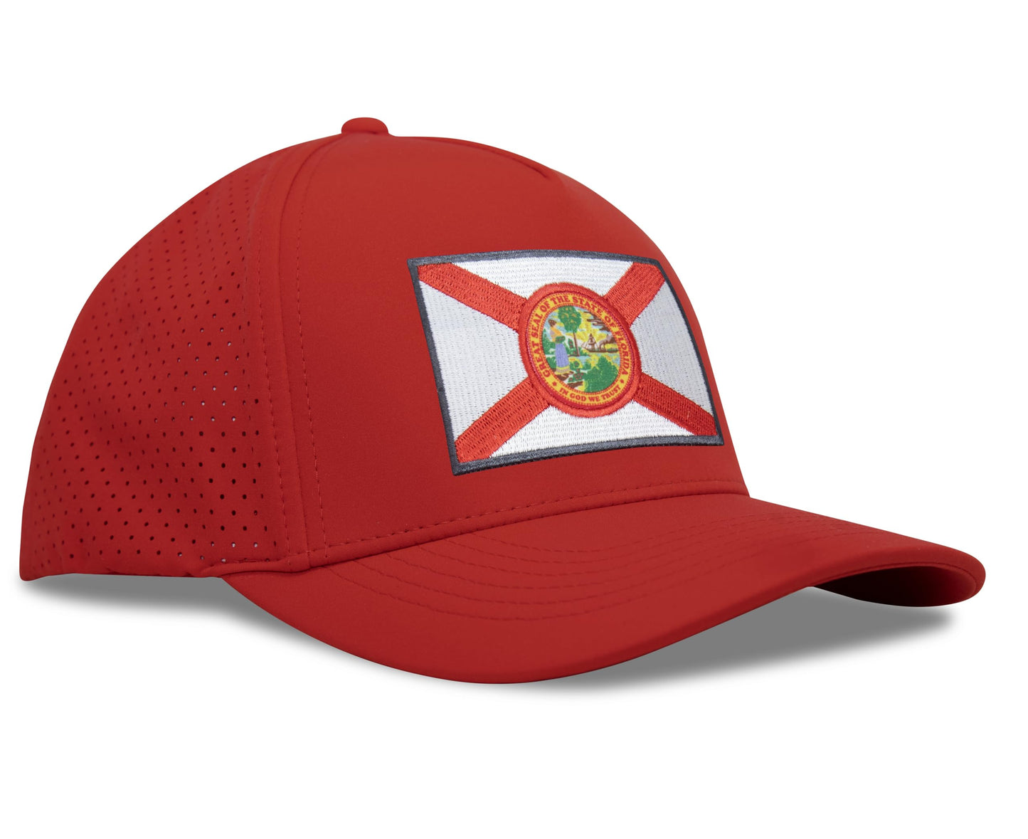 Performance Golf Hat – Adjustable Snapback Trucker Baseball Cap for Men & Women - Jetset Series (Florida, Red Rosso)