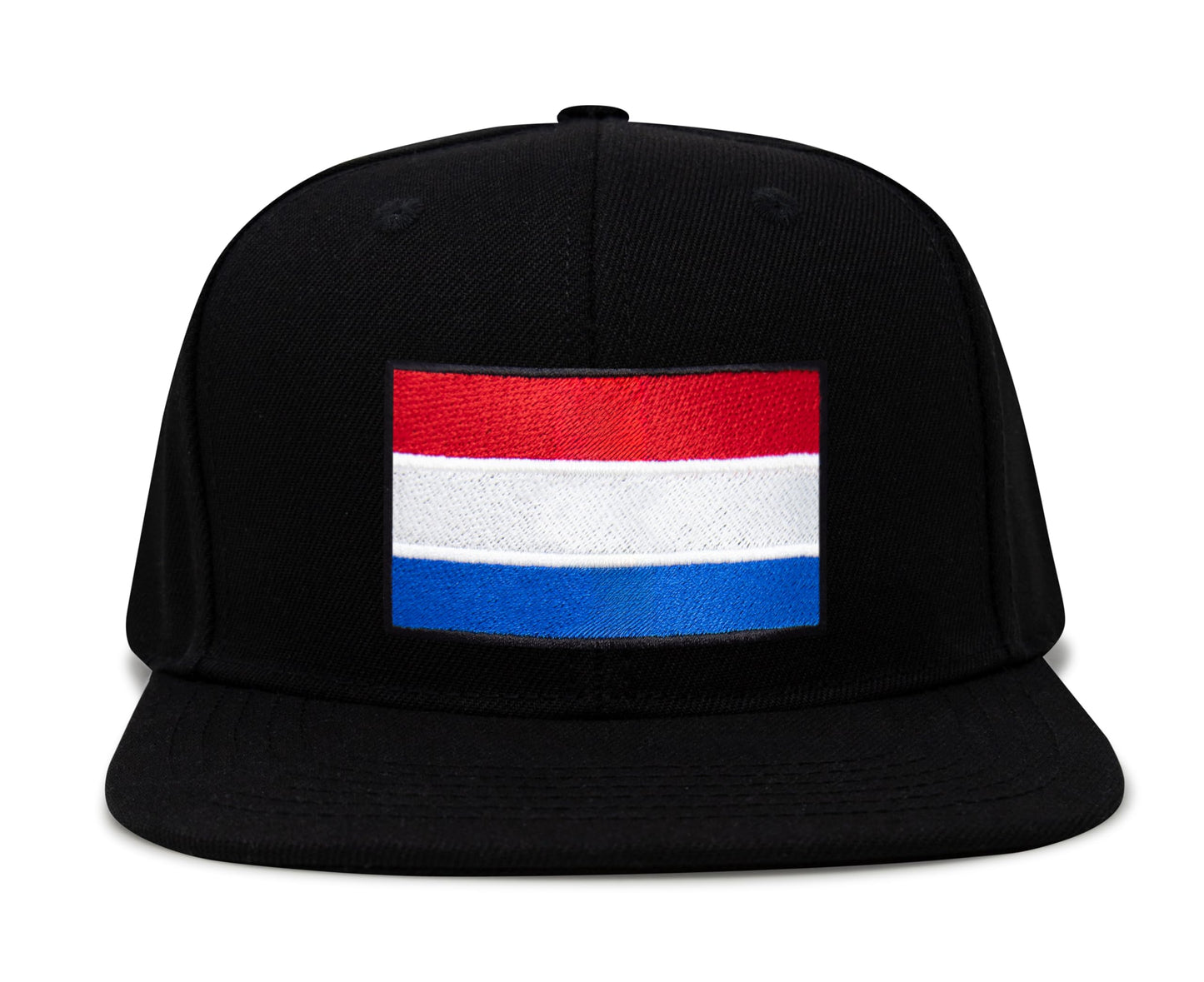 International Tie Netherlands Flag Hat for Men and Women - Adjustable Snapback Trucker Baseball Cap (Black Flatbill)