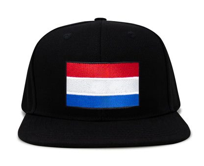 International Tie Netherlands Flag Hat for Men and Women - Adjustable Snapback Trucker Baseball Cap (Black Flatbill)