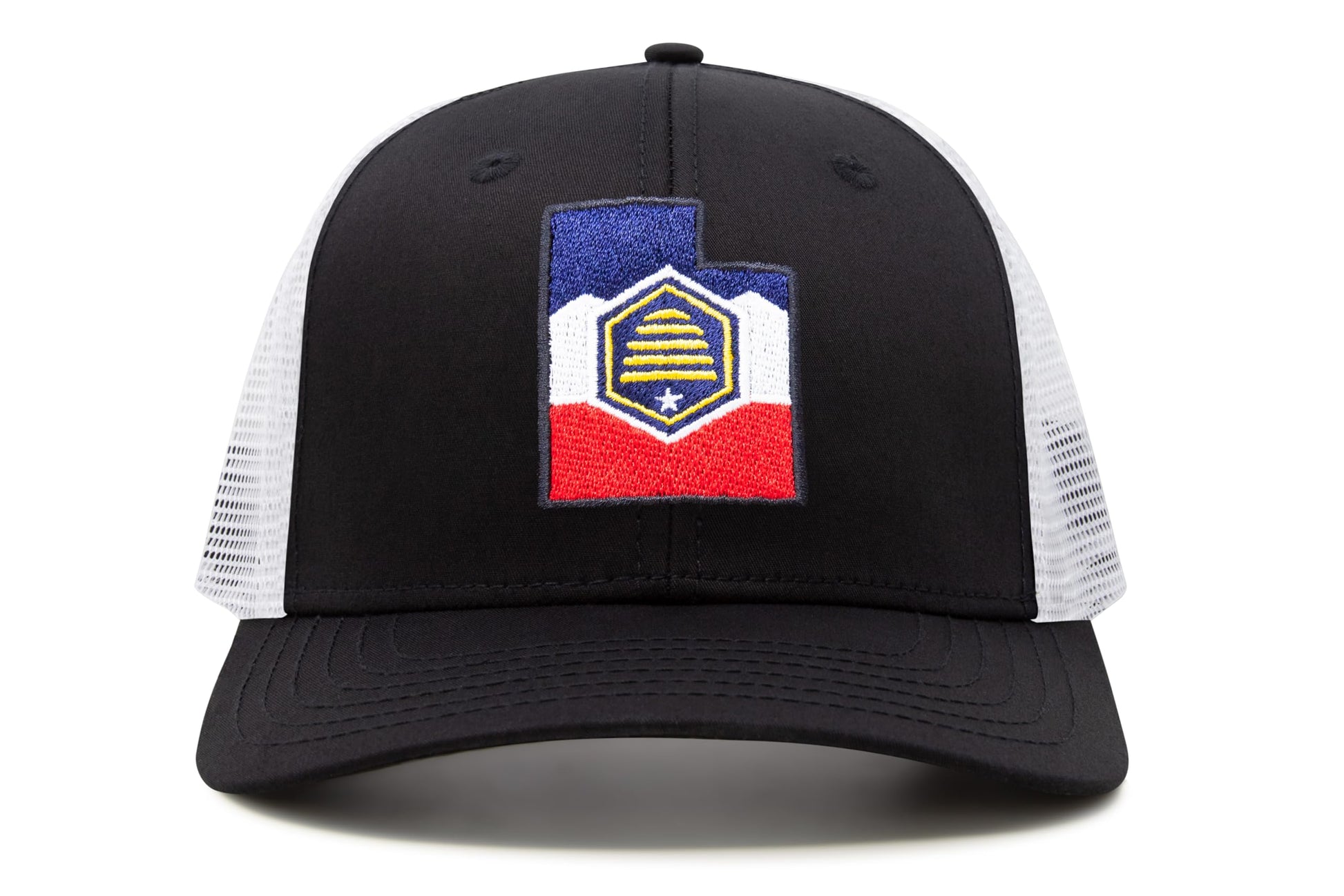 International Tie Stateline Flag Hat for Men and Women - Snapback Trucker Baseball Cap (Utah, Black White) - International Tie