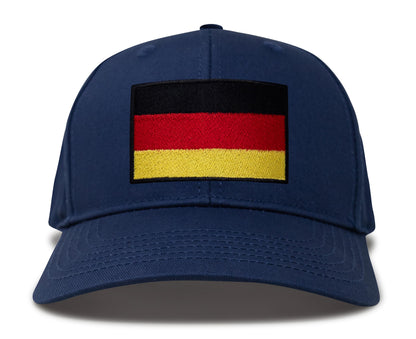 International Tie Germany Flag Hat for Men and Women - Adjustable Snapback Trucker Baseball Cap (All Navy)
